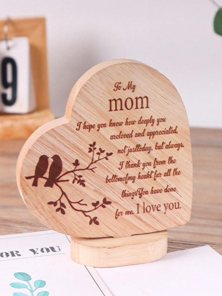 Mother's Day Wooden Plaque Resin Ornament Perfect for Home Decor, Desk Display, a Heartfelt Gift To Express Love for Mother