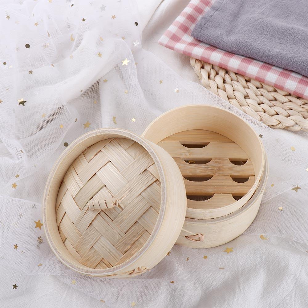 Kitchen Handmade Tray Natural Bamboo with Lid Steaming Tool Soap Bar Steamer Basket Dish