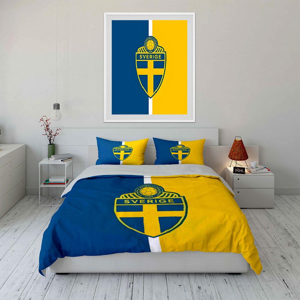 Blue-yellow Sweden Emblem. Bedding Sets Duvet Cover Sets Duvet Covers Pillowcases(1*Duvet Cover 2*Pillowcases Without Duvet Insert)