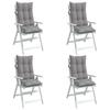Vidaxl High-Back Chair Cushions, 4 Pcs, Grey, Oxford