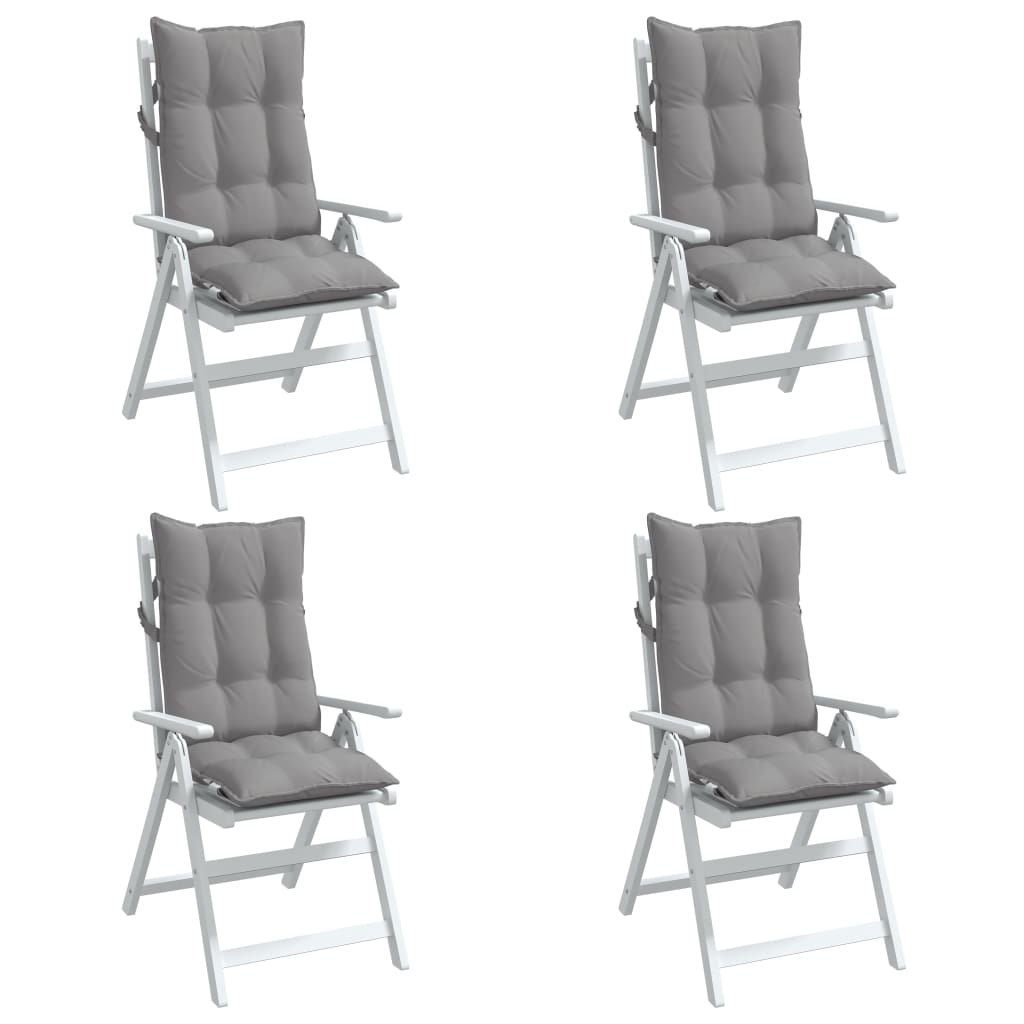 Vidaxl High-Back Chair Cushions, 4 Pcs, Grey, Oxford
