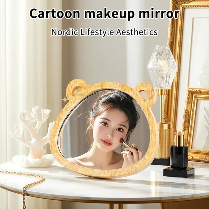 Dřevěné Ruční Zrcátko Vintage Přenosné Více Tvarů Kosmetické Zrcátko Kompaktní Make-up Toaletní Zrcátko Ruční Zrcátko Dámské Cestovní Zrcátka