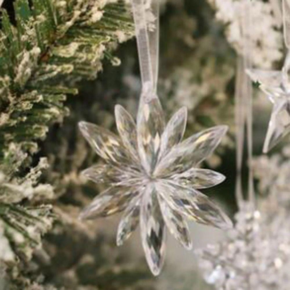3Pcs/set Transparent Transparent Snowflakes Pendants Acrylic Xmas Tree Ornaments New Year