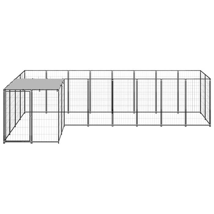 VidaXL Chenil Noir 6,05 m² Acier Enclos pour Chiots Cage Chiens Extérieur 3082225