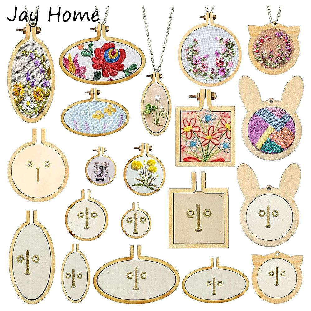 5 PACK Mini Embroidery Hoop Small Wooden Mini Crossing Stitch Hoop Animal Shaped Mini Wood Hoop Ring for DIY Pendant Crafts