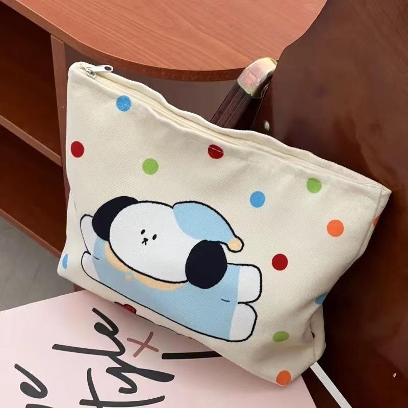 Cartoon Canvas Bag Anime Cosmetic Case Travel Clutch Bag Makeup Pouch Portable Organizer  Handbag
