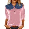 Damen Farbblock Casual Mode Pullover Langarm Top