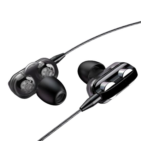 A4 Universal Wire Control Double Moving Coil Subwoofer Earphone In-ear Earplugs Headset