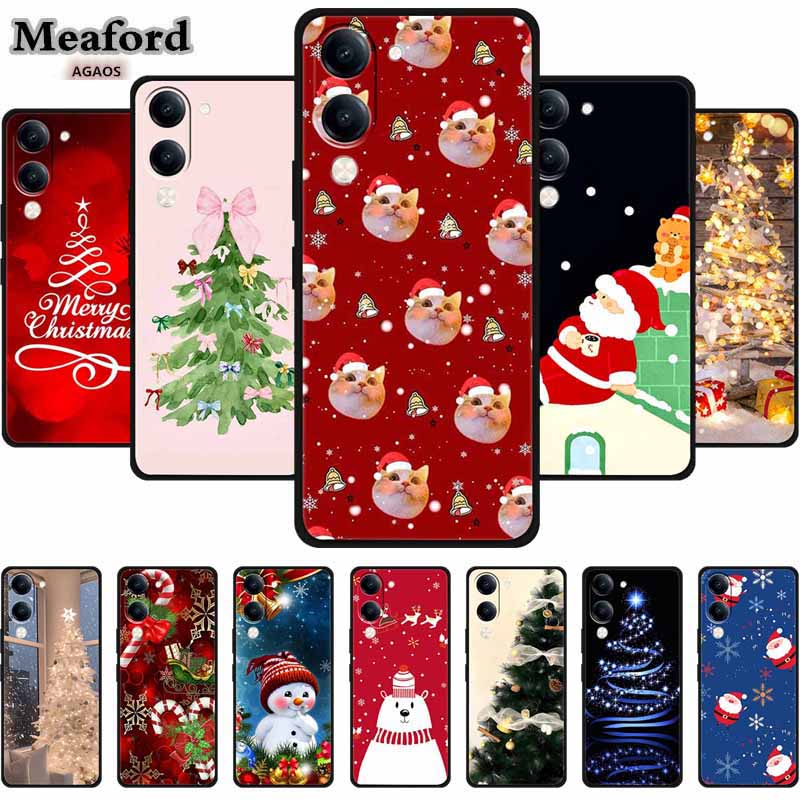 Christmas Case For Vivo Y04 Y04S Y37C Soft Silicone Phone Cover Funda For Vivo Y 04 04S 37C Black TPU Protective Bumper Casing