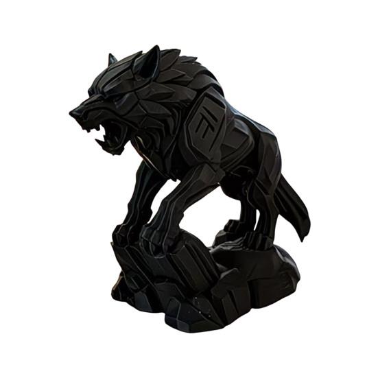3D Printed Wolf Statue, Mechanical Style Wolf Figurine, Collectible Wolf Sculpture, Tabletop Ornament for Office Desk Shelf