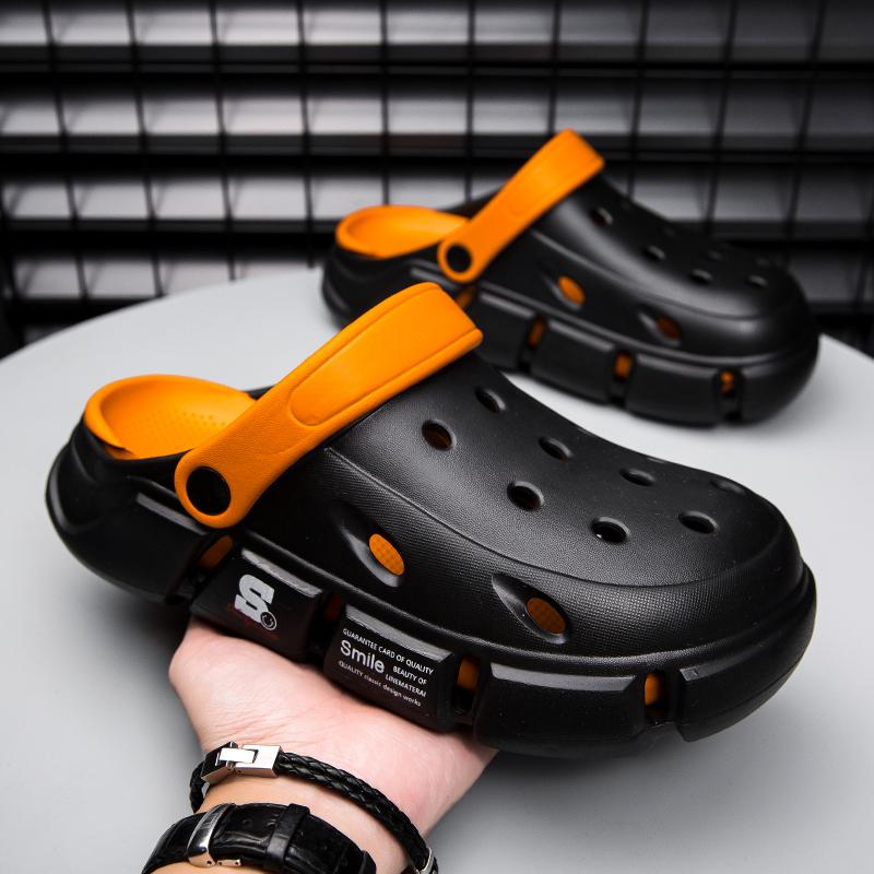 Fashion 2025 Summer Men's Sandals With Thick Sole Breathable Outer Wear Car Shoe Flat Heel Slip-On Beach Shoe Couple's Double Wear