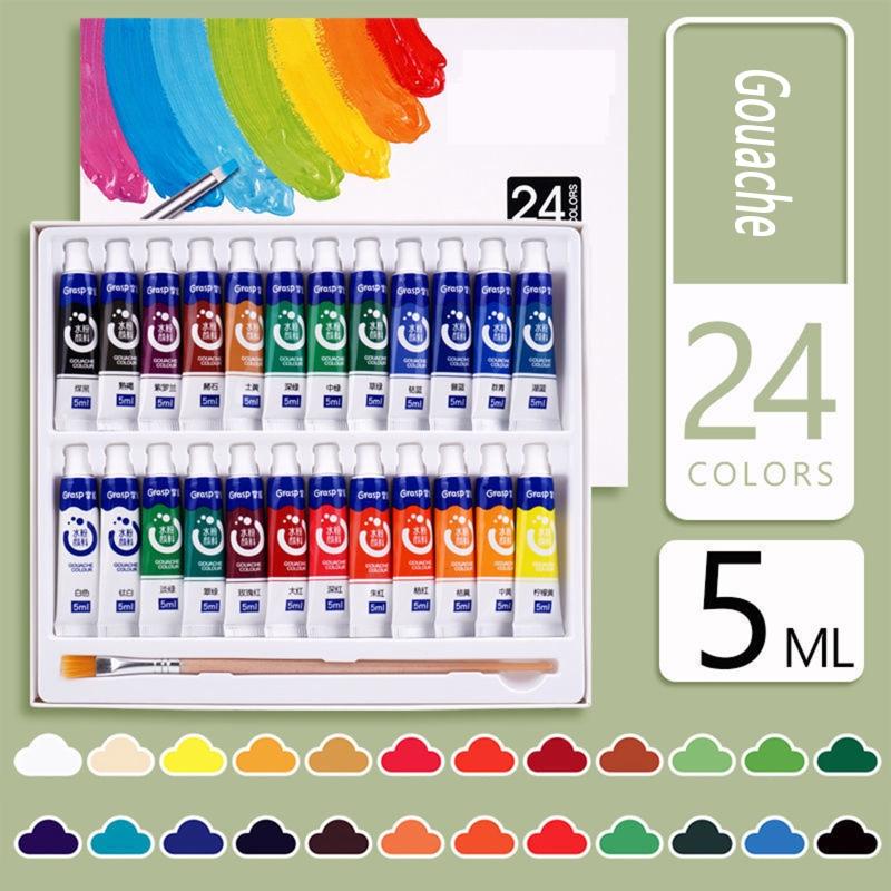 Gouache Paint Set Watercolor Tubes (0.17 Oz, 5 Ml) Rich Pigments Non Fading Washable Paints for Artist Hobby Painters