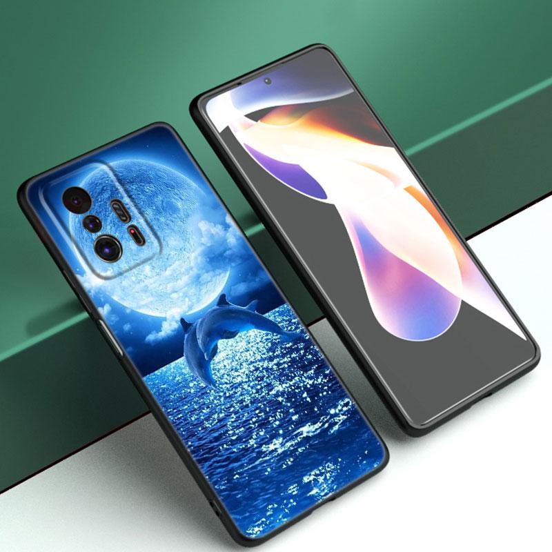 Ocean Golphin Dance Skaczące Etui na Telefon Dla Xiaomi Mi A2 8 9 SE Note 10 10T 11 12 Lite 9T 11T 12S 12T Pro A3 6X 12X Czarne Etui