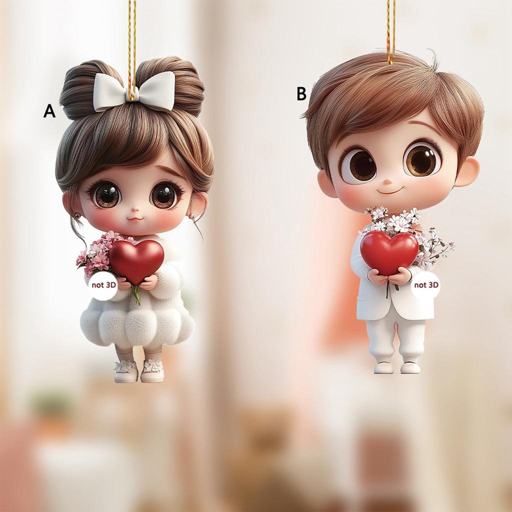 Valentine's Day Sweet Couple Wedding Acrylic Keychain Car Rearview Mirror Accessories Backpack Small Pendant.