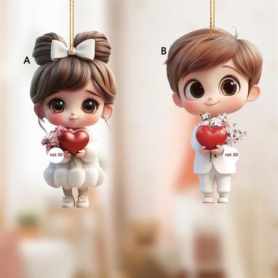 Llavero Acrílico de Pareja Dulce para el Día de San Valentín, Boda, Accesorios para Espejo Retrovisor de Coche, Colgante Pequeño para Mochila.