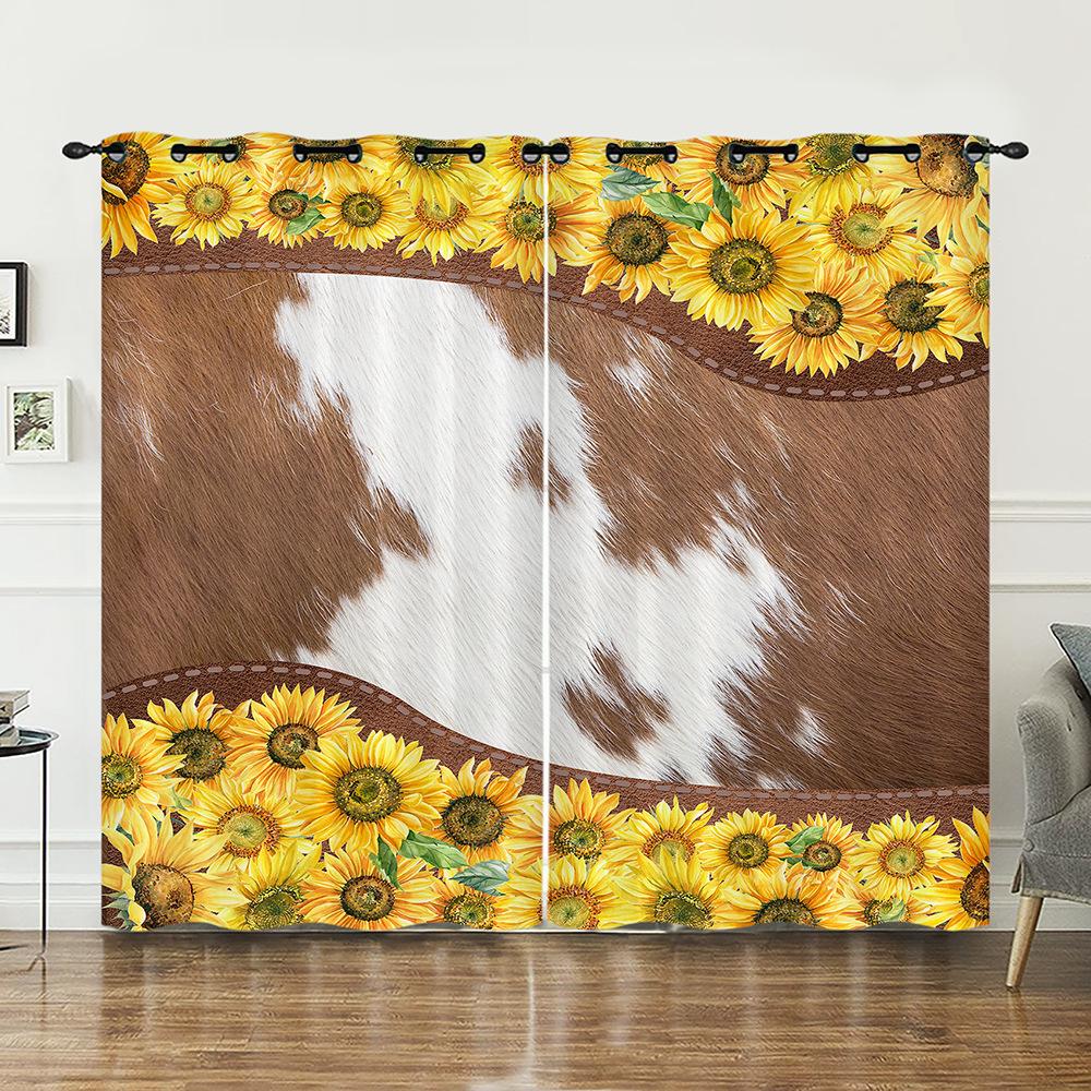 

Curtains Animal Fur Cow Texture Curtains Bedroom Living Room Blackout Curtain Perforated 2pcs*97cm*114cm*2