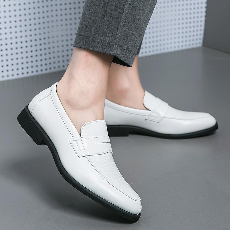 Mocassini da Uomo Stile Street Bianco Formali da Business Matrimonio Abito da Ballo Blazer Smoking Scarpe da Festa Taglie Forti