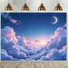 Traumhaftes Himmel Wolken Sonnenuntergang Mond Wandteppich 2D Flachdruck Himmlische Kunst Natur Dekoration Boho Stil Wohnraum Hängend