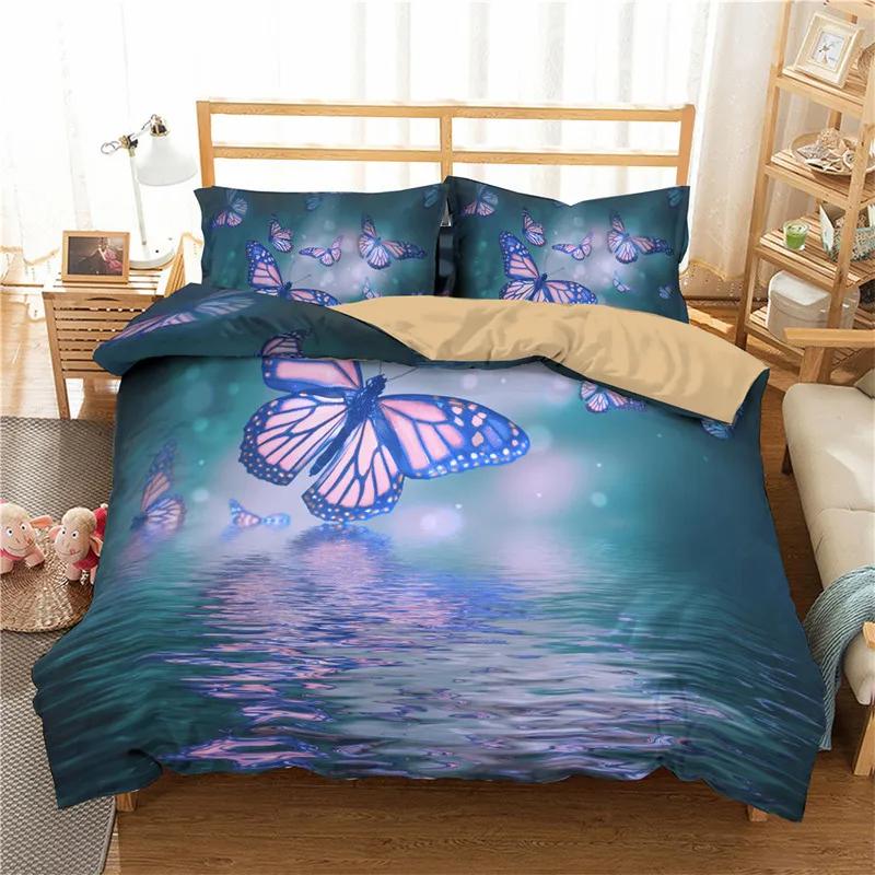 Comforter Floral Butterfly Flower Bedding Set Full King For Girls Women Botanical Flowers Comforter With 2 Pillow Cases