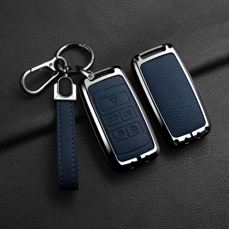 Alloy Leather Car Remote Key Case Cover For Jaguar XF XJ XE S-Type F-Type X-Type F-Pace I-Pace E-Pace Android XFR XKR Keychain