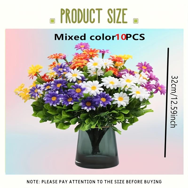 5 Bunches of Outdoor Artificial Flowers, Plastic Daisy Bouquet, UV-Resistant Artificial Flower Bush, Ideal for Home, Office, Wedding, Party Garden