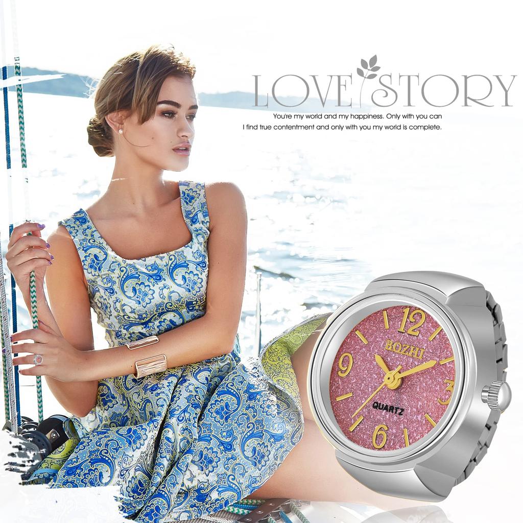 JEWELRYWE Ring Watch Analog Dial Fashionable Ring Watch Waterproof Free Size Women White Day Decoration Watch Gift