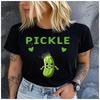 Unisex Polyester Summer Top with Funny Acid Cucumber Print Loose Round Neck Short Sleeve Fashion for Astrology Lovers