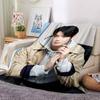 1Pc Cha Eunwoo Blanket Soft Comfortable Polyester Blanket All Seasons Use Suitable Bedroom Office Outdoor Ideal Christmas Gift Choice Print Home Blank