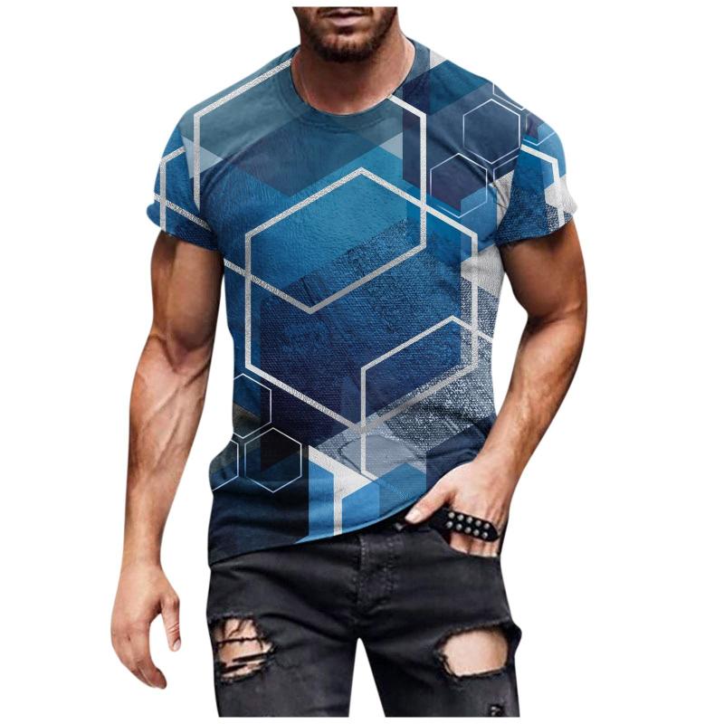 3D Geometry Print Pattern T Shirt Men Fashion Hip Hop T-shirt Harajuku Y2k Street Men's Summer Leisure Sports