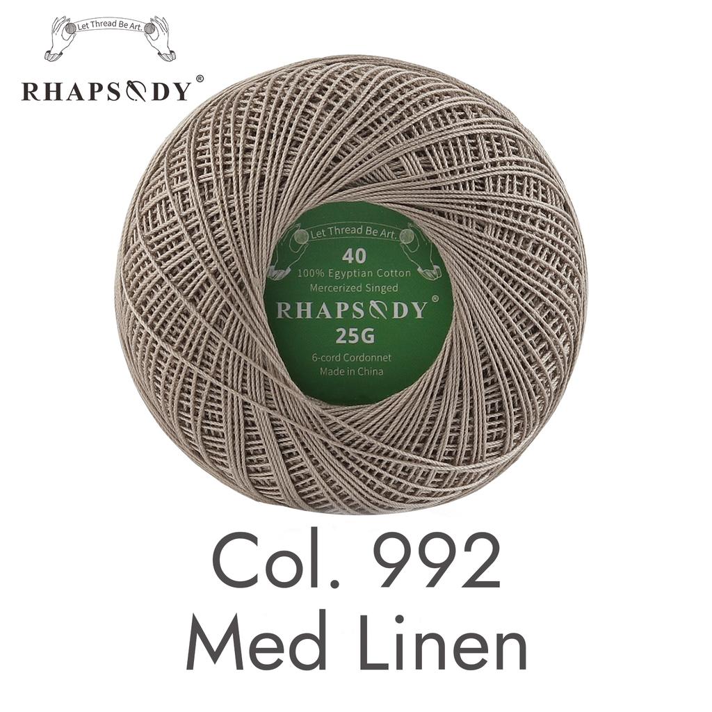 Rhapsody Premium Cotton Crochet Thread Size 40 for Tatting Needlepoint Knitting Bobbin Lace Quilting Sewing Mercerized