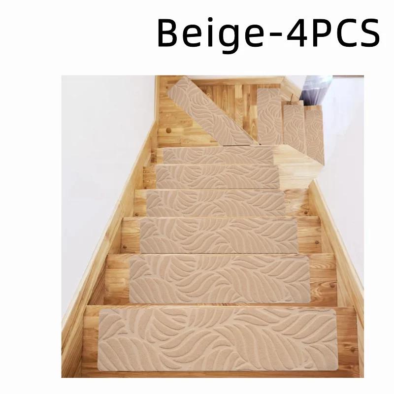 10Pcs Stair Treads Staircase Anti-Slip Mat 76x21cm Stair Carpet Treads Soft Fabric Noiseproof Stair Mats Machine Washable