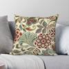 Red And Green Flowers Pillowcase Polyester Linen Velvet Pattern Zip Decorative Home Cushion Cover 18"