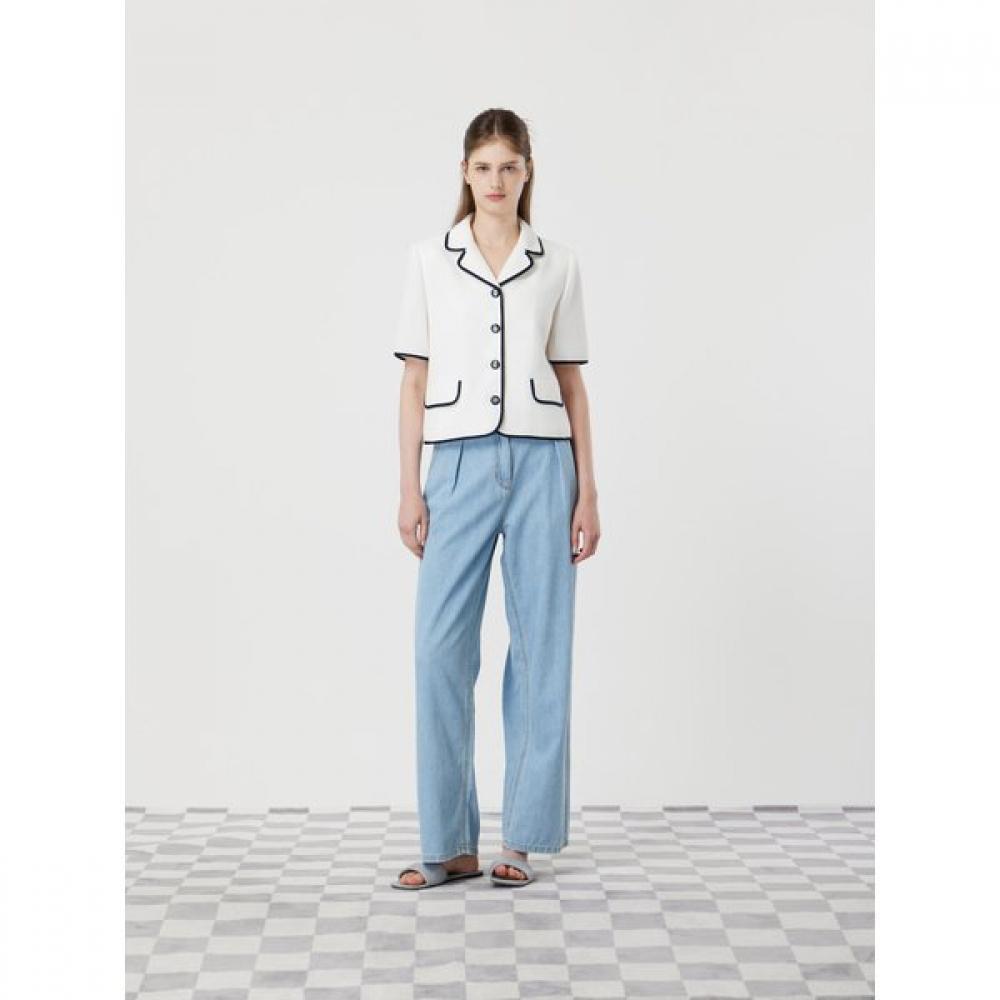 Cc Collect Half Sleeve Color Trim Crop Jacket C252msf037