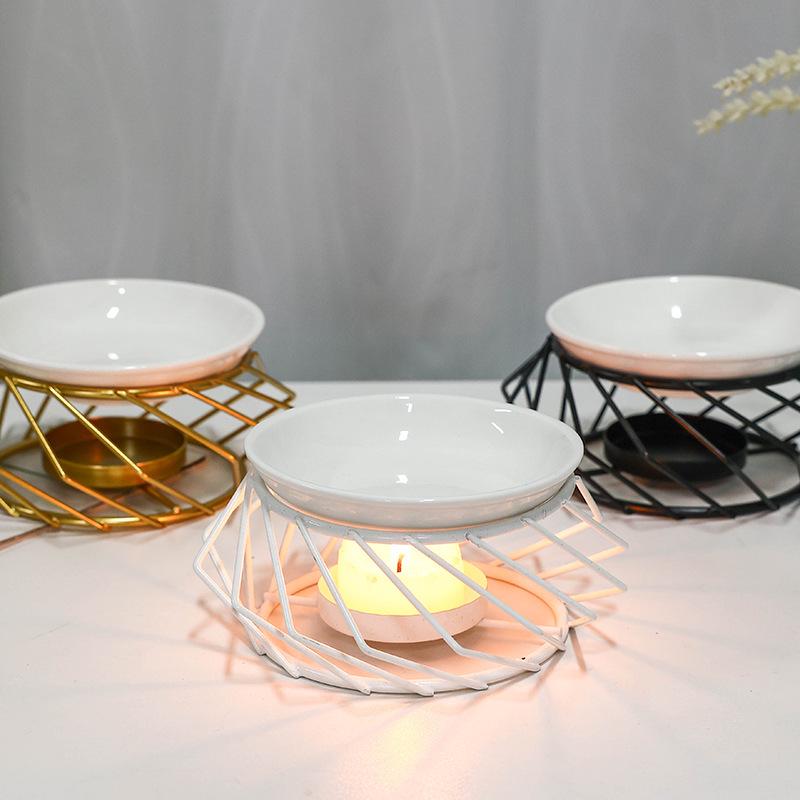 

Cross-Border Iron & Ceramic Aromatherapy Lamp: Essential Oil Burner & Desktop Candlestick Incense Holder.