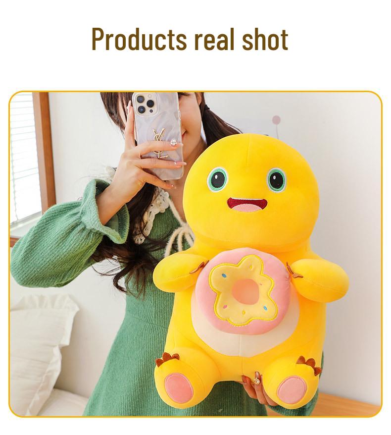 Adorable Yellow Milk Dragon Donut Pillow - Plush Toy for Relaxation