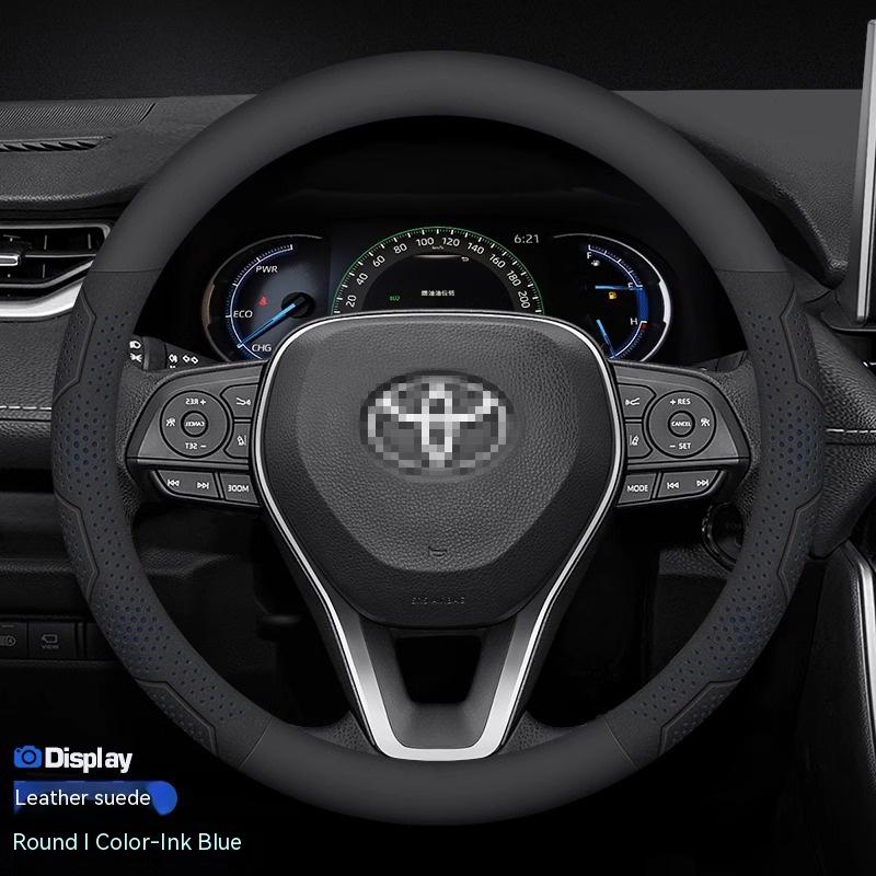 For TOYOTA Crown CHR Yaris Corolla Auris Rav4 Prius Camry raize Prado Carbon fiber Suede Car Steering Wheel Cover Accessories