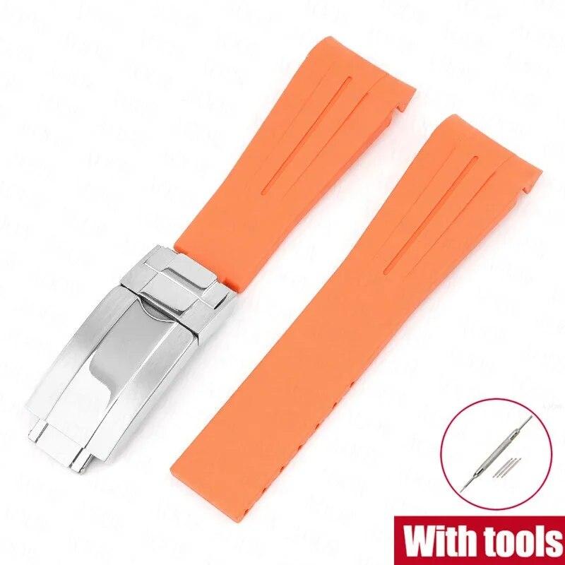 Rubber Watch Band Fit for Omega X Swatch Moonswatch 20mm Stainless Steel Folding Buckle Men Women Curved Replace Strap for Rolex