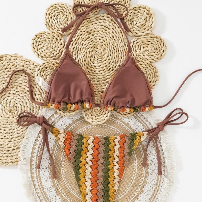 Women's New Wave Color Matching Strap Sexy Two Piece Bikini Swimsuit