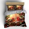 Cardinals, pine branches, snowflakes. Bedding sets Duvet cover sets Duvet covers Pillowcases(1 * Duvet Cover 2 * Pillowcases without duvet insert)