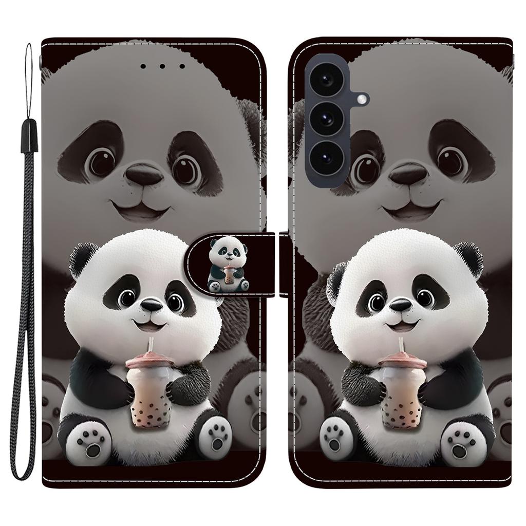 For Samsung Galaxy S25 FE Leather Case Stand Wallet Pattern Printing Phone Cover with Wrist Strap