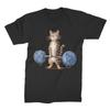 Funny Cat Lifting Yarn Weights Gym Workout T-shirt