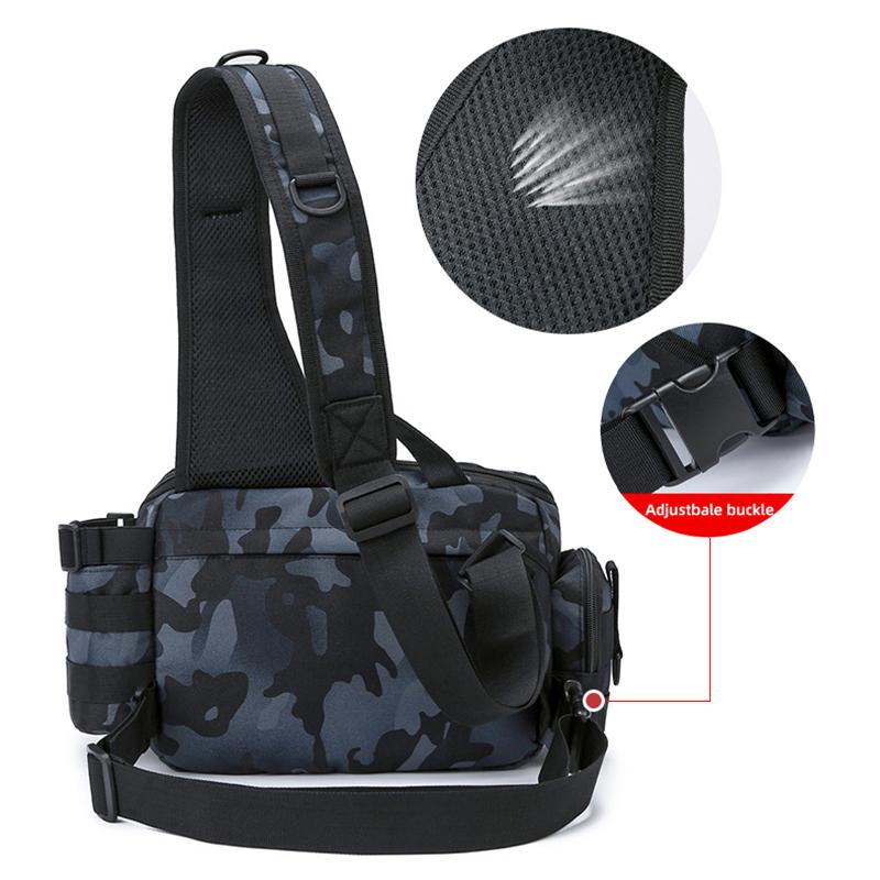 Camping Backpack Fishing Rod Lure Bag Outdoor Camouflage Crossbody Waist Pack Men Crossbody Shoulder Gear Storage Climbing Bag