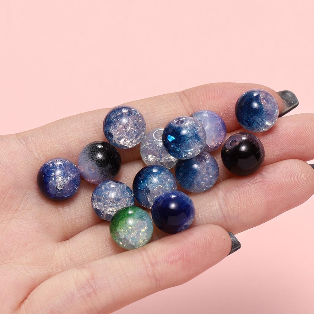 20/50 pièces 10mm Perles de Verre Craquelé Bicolores Espaceur Perle Libre pour Fabrication de Bracelets Colliers Bijoux DIY Accessoires Fournitures