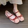 Inner height increase pink Mary Jane single shoes women's shoes spring skirt ballet fairy shoes