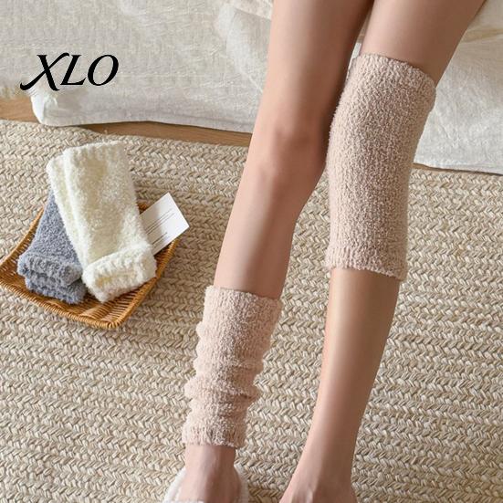 Thick Coral Velvet Footwear Thickened Thermal Knee Sleeve for Women, Winter Warm Fleece Leg Warmers, Breathable Fuzzy High Socks Pads Skiing