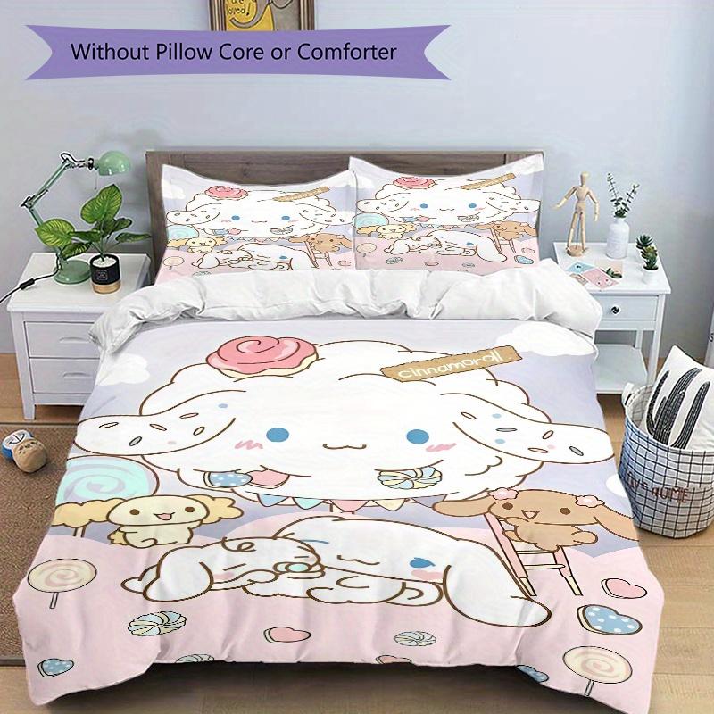 3pcs Soft Cinnamoroll Bedding Set - Includes Quilt Cover and Pillowcases, Suitable for All Seasons, Machine Washable - Ideal Gift for Family