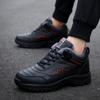 Large size winter sneakers men's velvet thermal cotton shoes leather waterproof snow boots outdoor boots