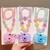 2Pcs Cute Glowing Toy Cartoon Sanrio Kuromi Children Projection Camera Beaded Necklace Bracelet Jewelry Girl Birthday Gift