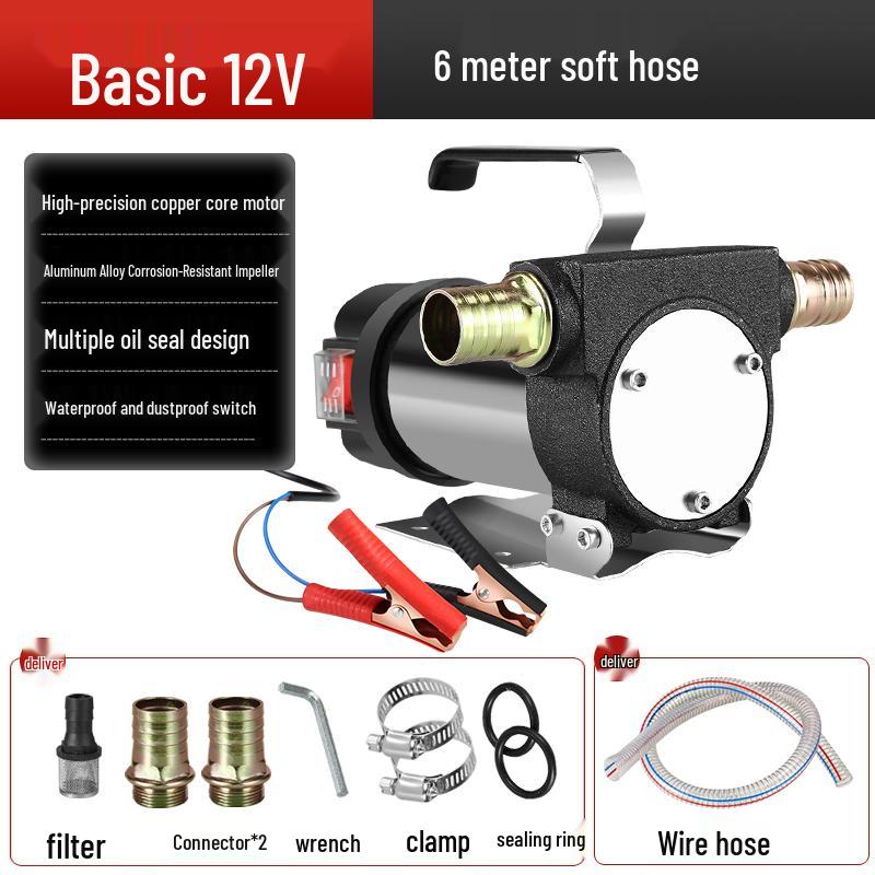 Electric Oil Pump 12v/24v Universal, 220v Diesel Pump, Self-Priming Refueling System