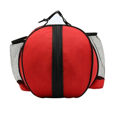 Round Basketball Bag Large Capacity Waterproof Oxford Cloth Outdoor Sports Basketball Bag with Elastic Mesh Pocket Red